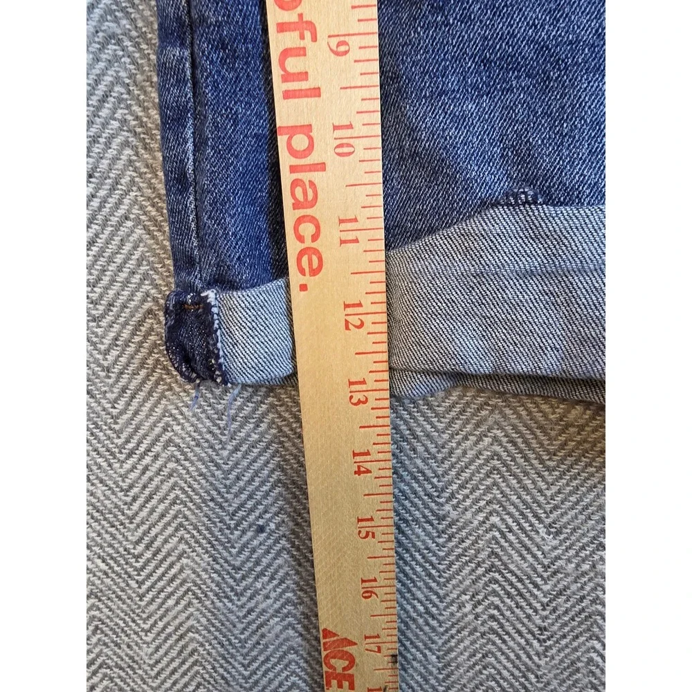 No Boundaries Women Distressed Denim Short Overall Medium Wash Blue Size L 11-13
